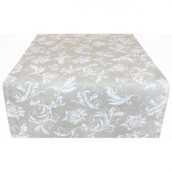 Behúň na stôl biele ruže s lurexom 50x150 cm Made in Italy Biela 50x150 cm