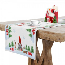 Vianočný behúň na stôl Škriatkovia 7 Biela 40x140 cm #2