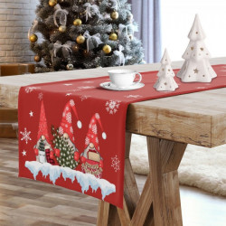 Vianočný behúň na stôl Škriatkovia 6 Červená 40x220 cm