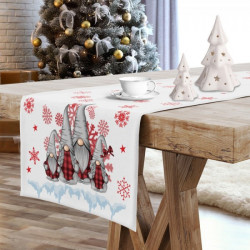 Vianočný behúň na stôl Škriatkovia 5 Biela 40x140 cm