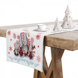 Vianočný behúň na stôl Škriatkovia 5 Biela 40x140 cm #2