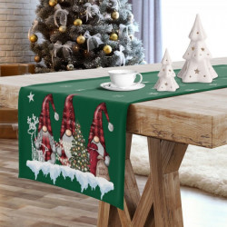 Vianočný behúň na stôl Škriatkovia 4 Zelená 40x220 cm