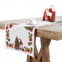 Vianočný behúň na stôl Škriatkovia 3 Biela 40x140 cm #2