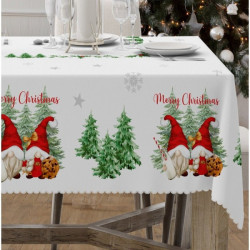 Vianočný obrus na stôl Škriatkovia 7 Biela 110x160 cm