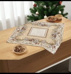 Vianočný gobelínový obrus na stôl 90x90 cm Chenille IT030 Béžová 90x90 cm