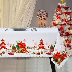 Vianočný obrus na stôl Marry Christmas Biela 140x350 cm