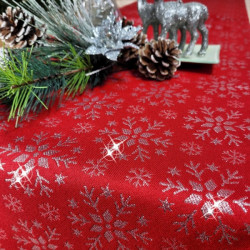 Vianočný behúň na stôl červený so striebornými vločkami a zirkónmi Červená 40x200 cm #2