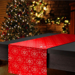 Vianočný behúň na stôl červený so striebornými snehovými vločkami Červená 40x140 cm