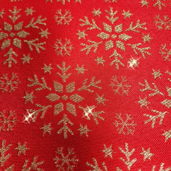 Vianočný behúň na stôl červený so zlatými snehovými vločkami Červená 40x140 cm #3