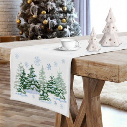 Vianočný behúň na stôl Vianočný stromček MIG935 Biela 40x140 cm