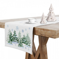 Vianočný behúň na stôl Vianočný stromček MIG935 Biela 40x140 cm #1