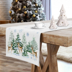 Vianočný behúň na stôl Vianočný stromček MIG936 Biela 40x140 cm
