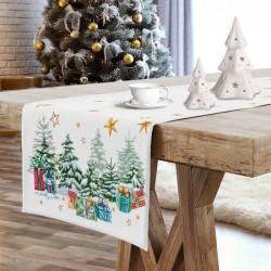 Vianočný behúň na stôl Vianočný stromček MIG937 Biela 40x140 cm