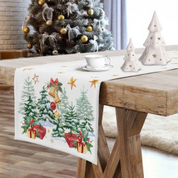 Vianočný behúň na stôl Vianočný stromček MIG939 Biela 40x140 cm