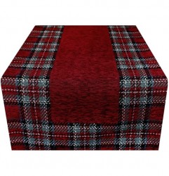 Gobelínový behúň na stôl Tartan bordový Chenille IT025 Bordová  40x130 cm