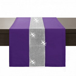 Behúň na stôl Glamour so zirkónmi fialový Fialová 40x110 cm