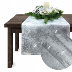 Vianočný behúň na stôl so striebornými snehovými vločkami Strieborná 40x140 cm #1