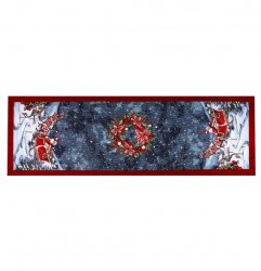 Luxusný vianočný gobelínový behúň na stôl s motívom Santy a saní, zdobený lurexom Viacfarebná 45x90 cm #2