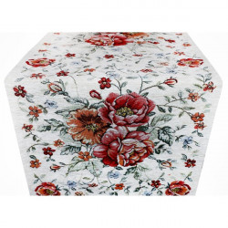 Gobelínový behúň na stôl Červené kvety Chenille IT112 40x130 cm Viacfarebná