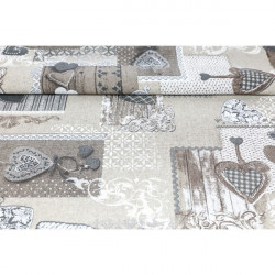 Behúň na stôl patchwork šedohnedé srdiečka Made in Italy, 50 x 150 cm #1