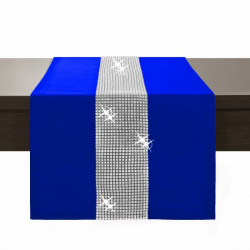 Behúň na stôl Glamour so zirkónmi azurovo modrý Modrá 40 x 300 cm