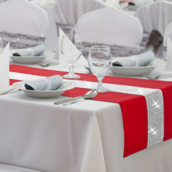 Behúň na stôl Glamour so zirkónmi červený Červená 40 x 110 cm #1