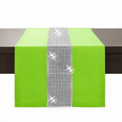 Behúň na stôl Glamour so zirkónmi svetlozelený Zelená 40 x 110 cm