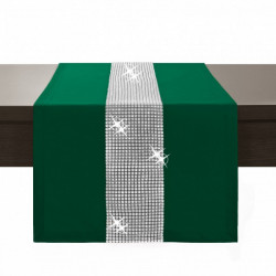 Behúň na stôl Glamour so zirkónmi tmavozelený Zelená 40 x 110 cm