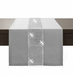 Behúň na stôl Glamour so zirkónmi svetlošedý Šedá 40 x 110 cm