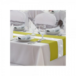 Behúň na stôl Glamour so zirkónmi olivovo zelený Zelená 40x110 cm #1