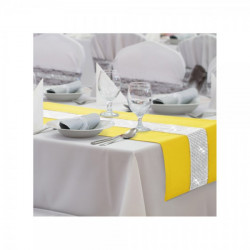 Behúň na stôl Glamour so zirkónmi pastelovo žltý Žltá 40 x 110 cm #1