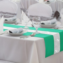 Behúň na stôl Glamour so zirkónmi morský Zelená 40 x 110 cm #1