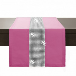 Behúň na stôl Glamour so zirkónmi ružový Ružová 40 x 110 cm
