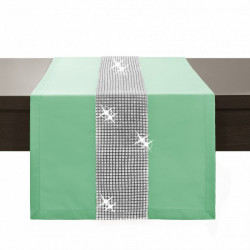 Behúň na stôl Glamour so zirkónmi pistácia Zelená 40 x 110 cm