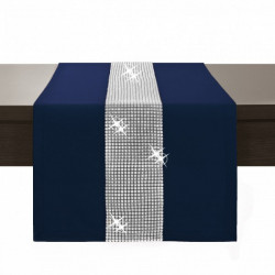 Behúň na stôl Glamour so zirkónmi tmavomodrý Modrá 40 x 110 cm