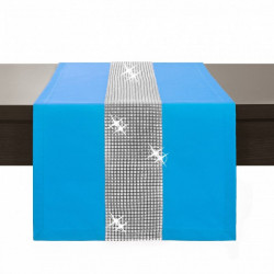 Behúň na stôl Glamour so zirkónmi tyrkysovo modrý Modrá 40 x 110 cm
