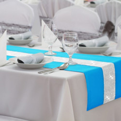 Behúň na stôl Glamour so zirkónmi tyrkysovo modrý Modrá 40 x 110 cm #1
