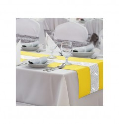Behúň na stôl Glamour so zirkónmi pastelovo žltý Žltá 40x110 cm #1