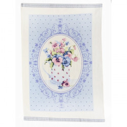 Bavlnená dekoračná froté utierka Kvety 50x70 cm Modrá 50x70 cm