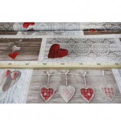 Bavlnená látka Shabby love červené srdiečka , š. 145 cm Červená Šírka 145 cm #1