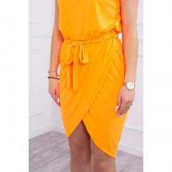 Bavlnené šaty s opaskom MI8980 neónovo oranžové Univerzálna Oranžová/neón #3