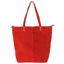 Červená kožená kabelka na rameno v úprave semiš 768 MADE IN ITALY Červená