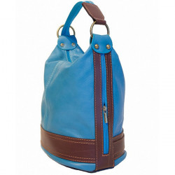 Dámska kožená kabelka/batoh 1201 tmavomodrá Made in Italy, Modrá #3