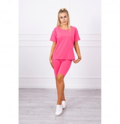 Dámska súprava top s krátkymi legínami MI9099 fuchsia Univerzálna Fuchsia #2