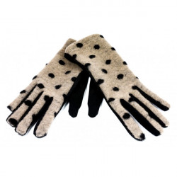 Dámske bodkované rukavice GLC39 béžové Made in Italy Univerzálna Šedá