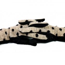 Dámske bodkované rukavice GLC39 béžové Made in Italy Univerzálna Šedá #1