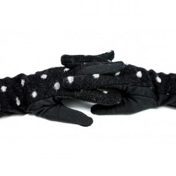 Dámske bodkované rukavice GLC39 čierne Made in Italy Univerzálna Čierna #1
