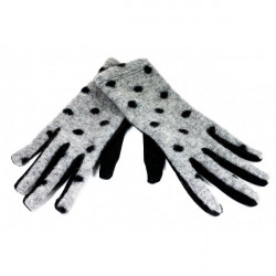 Dámske bodkované rukavice GLC39 šedé Made in Italy Univerzálna Šedá