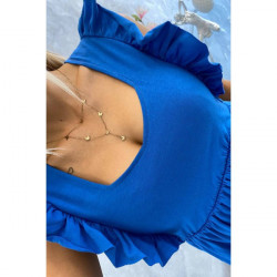 Dámske Šaty s volánikmi MI9082 modré Univerzálna Modrá #5