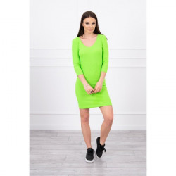 Dámske šaty s výstrihom MI8863 zelený neón Univerzálna Zelená/neón #2